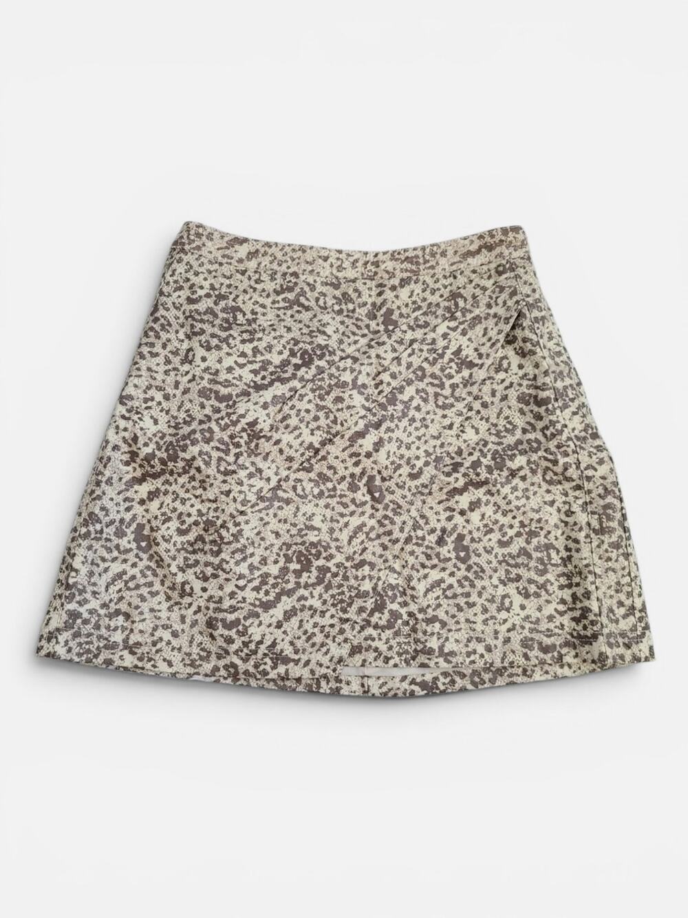 Free People NWT Fake Out Faux Leather Mob Wife Animal Print Mini Skirt